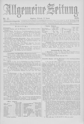 Allgemeine Zeitung Mittwoch 15. Januar 1879