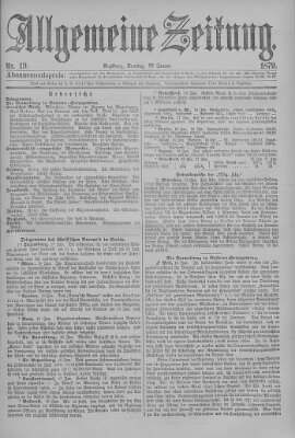 Allgemeine Zeitung Sonntag 19. Januar 1879