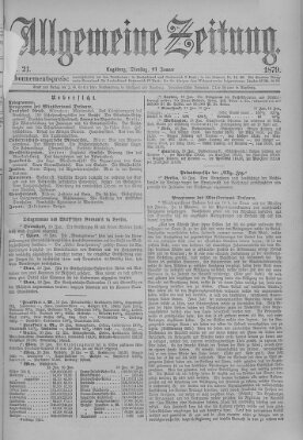 Allgemeine Zeitung Dienstag 21. Januar 1879