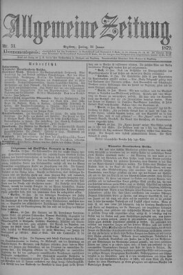 Allgemeine Zeitung Freitag 31. Januar 1879