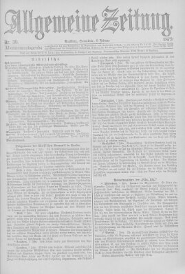 Allgemeine Zeitung Samstag 8. Februar 1879