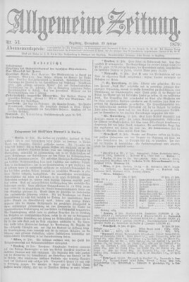 Allgemeine Zeitung Samstag 22. Februar 1879