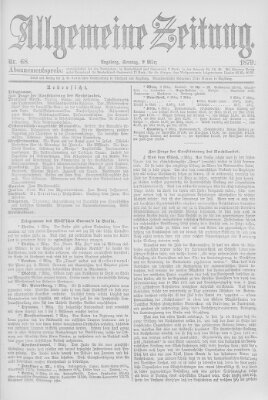 Allgemeine Zeitung Sonntag 9. März 1879