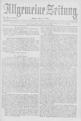 Allgemeine Zeitung Montag 10. März 1879