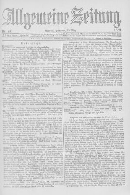 Allgemeine Zeitung Samstag 15. März 1879