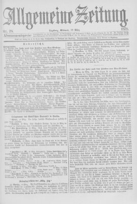 Allgemeine Zeitung Mittwoch 19. März 1879