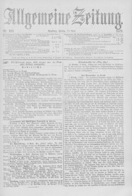 Allgemeine Zeitung Freitag 11. April 1879