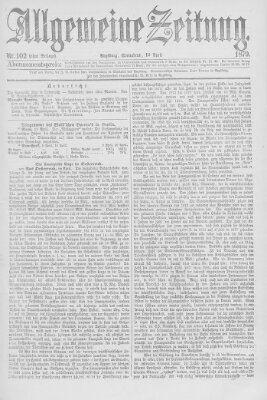 Allgemeine Zeitung Samstag 12. April 1879