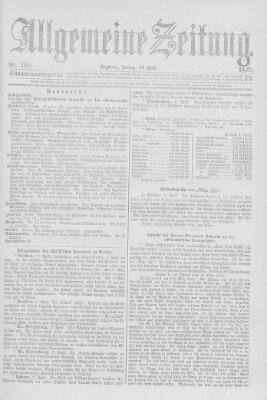 Allgemeine Zeitung Freitag 18. April 1879