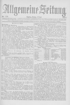 Allgemeine Zeitung Dienstag 29. April 1879