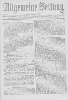 Allgemeine Zeitung Samstag 2. August 1879