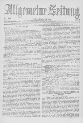 Allgemeine Zeitung Dienstag 12. August 1879