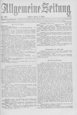 Allgemeine Zeitung Freitag 15. August 1879