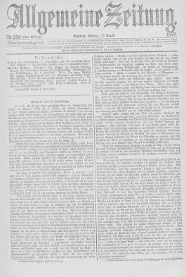 Allgemeine Zeitung Montag 18. August 1879