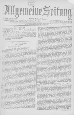 Allgemeine Zeitung Montag 1. September 1879