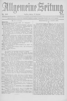 Allgemeine Zeitung Freitag 19. September 1879