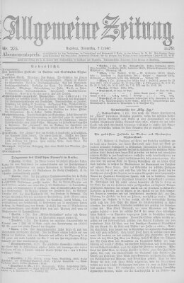 Allgemeine Zeitung Donnerstag 2. Oktober 1879