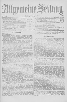 Allgemeine Zeitung Sonntag 5. Oktober 1879