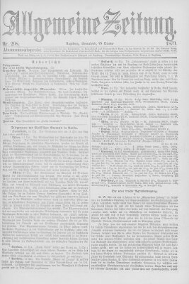 Allgemeine Zeitung Samstag 25. Oktober 1879