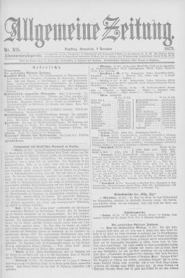 Allgemeine Zeitung Samstag 1. November 1879