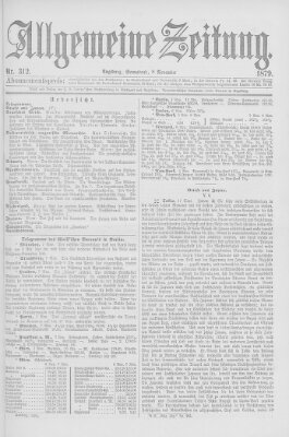 Allgemeine Zeitung Samstag 8. November 1879