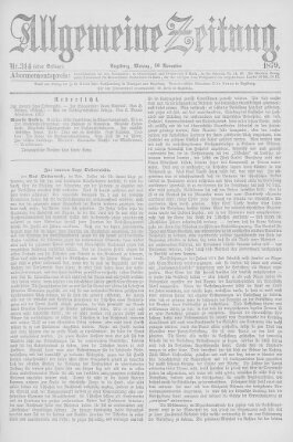 Allgemeine Zeitung Montag 10. November 1879