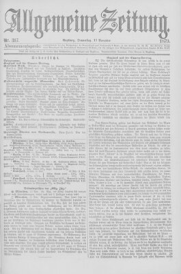 Allgemeine Zeitung Donnerstag 13. November 1879