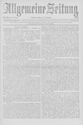 Allgemeine Zeitung Montag 17. November 1879