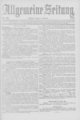 Allgemeine Zeitung Dienstag 18. November 1879