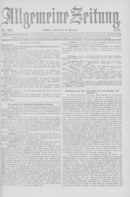 Allgemeine Zeitung Samstag 29. November 1879