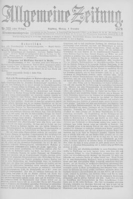 Allgemeine Zeitung Montag 1. Dezember 1879