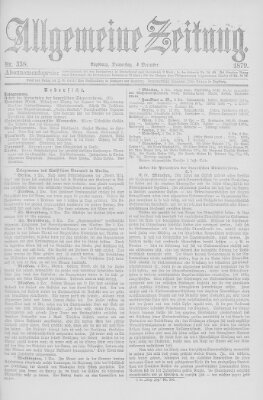 Allgemeine Zeitung Donnerstag 4. Dezember 1879