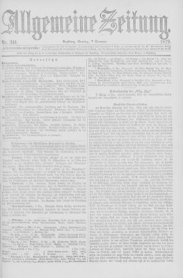 Allgemeine Zeitung Sonntag 7. Dezember 1879