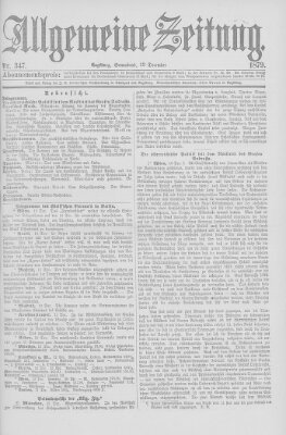 Allgemeine Zeitung Samstag 13. Dezember 1879