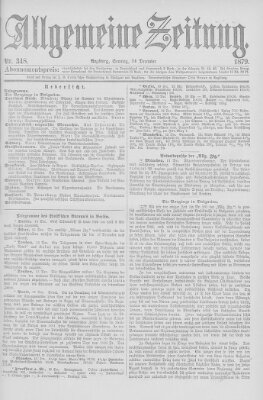 Allgemeine Zeitung Sonntag 14. Dezember 1879