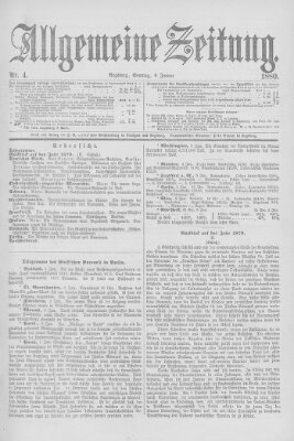 Allgemeine Zeitung Sonntag 4. Januar 1880