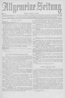 Allgemeine Zeitung Dienstag 6. Januar 1880