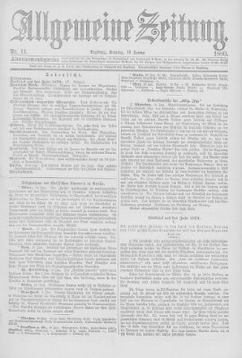 Allgemeine Zeitung Sonntag 11. Januar 1880