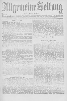 Allgemeine Zeitung Mittwoch 14. Januar 1880