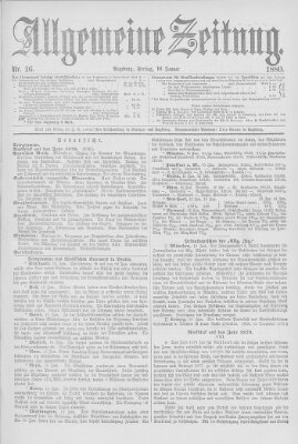 Allgemeine Zeitung Freitag 16. Januar 1880