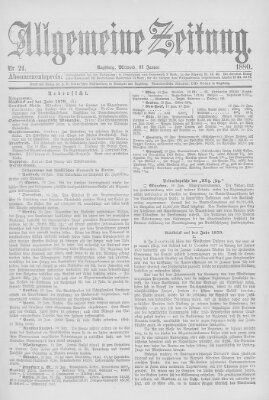 Allgemeine Zeitung Mittwoch 21. Januar 1880