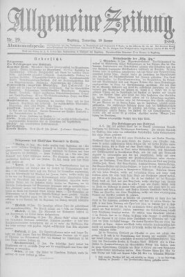 Allgemeine Zeitung Donnerstag 29. Januar 1880