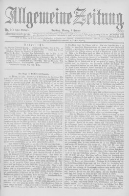 Allgemeine Zeitung Montag 9. Februar 1880