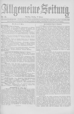 Allgemeine Zeitung Dienstag 10. Februar 1880