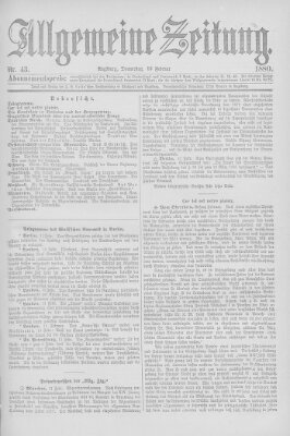 Allgemeine Zeitung Donnerstag 12. Februar 1880