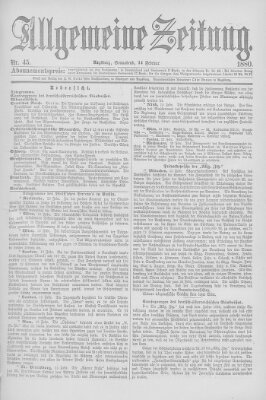 Allgemeine Zeitung Samstag 14. Februar 1880