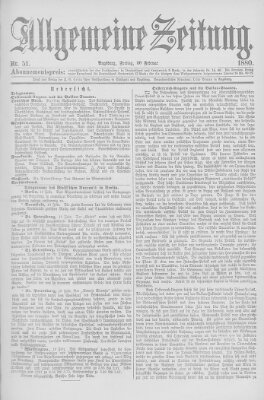 Allgemeine Zeitung Freitag 20. Februar 1880