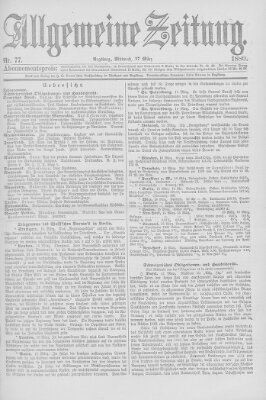 Allgemeine Zeitung Mittwoch 17. März 1880