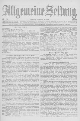 Allgemeine Zeitung Samstag 3. April 1880