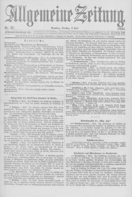 Allgemeine Zeitung Dienstag 6. April 1880